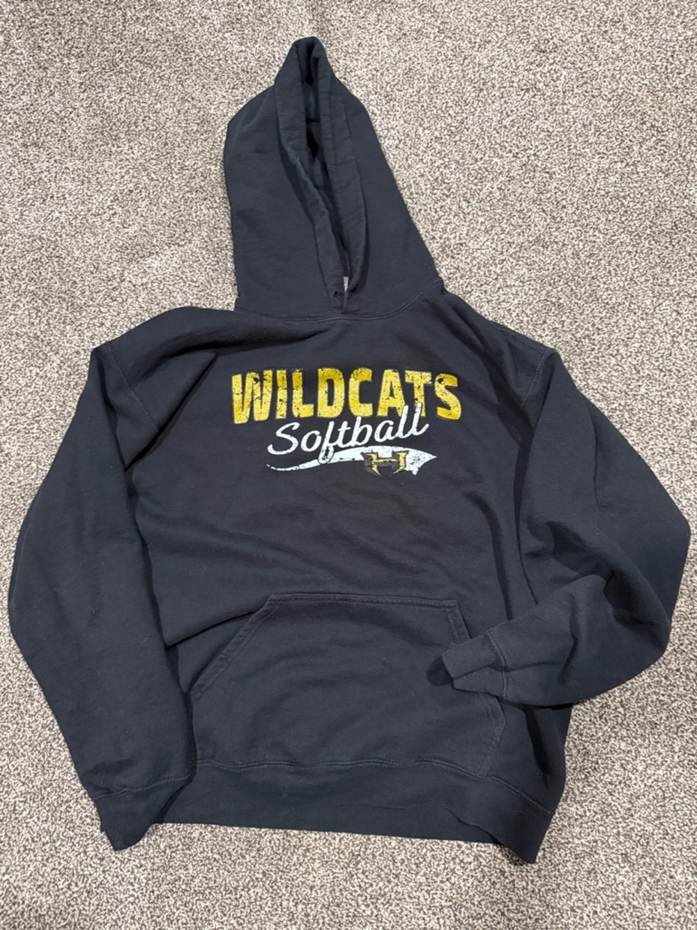 Gildan Black Hoodie with Yellow and White Graphic